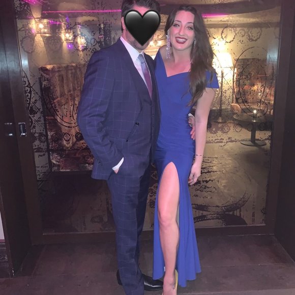 Royal Blue Off The Shoulder Gown - Picture 1 of 11